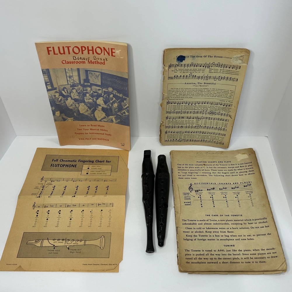 Vintage Fitchhorn Song Flute Swanson Tonette Flutophone Method Book Music Lot